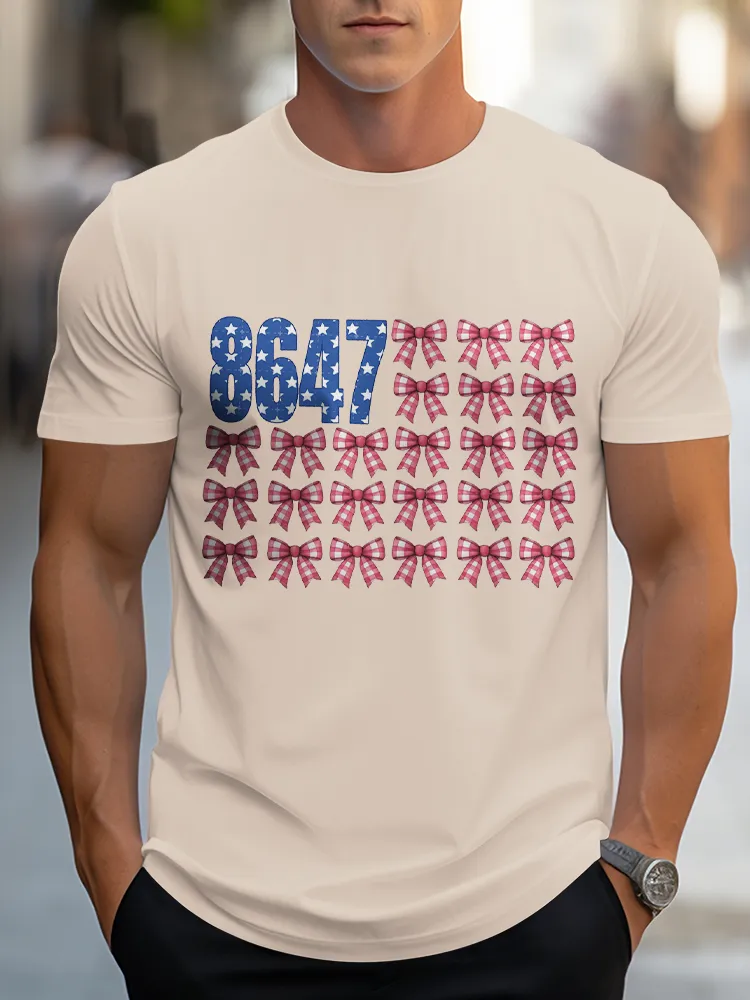 Man'S 8647 Round-Neck Short-Sleeved T-Shirt