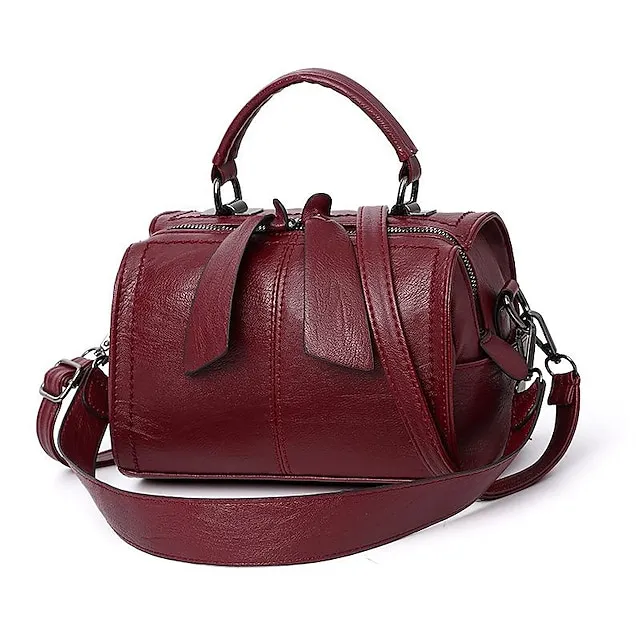 Women's Handbag Crossbody Bag Shoulder Bag PU Leather Office Daily Large Capacity Solid Color Black Yellow Wine