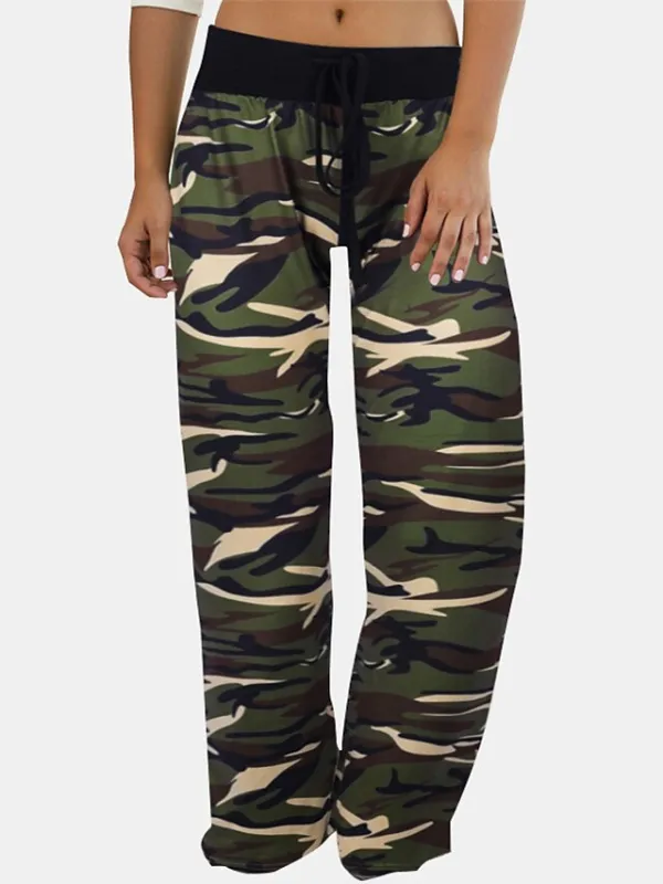 Women's Loungewear Bottom Nighty Camo Comfort Sport Home Cotton Long Pant Spring Summer Blue Purple
