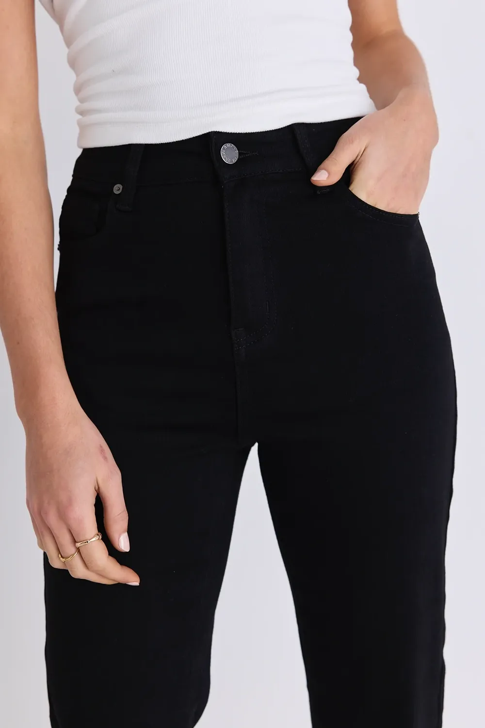 Black High Rise Straight Super Stretch Jean