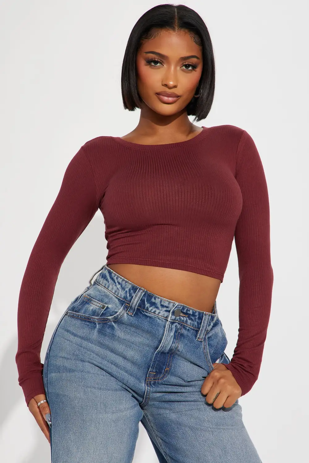 My Everyday Ribbed Tee - Wine