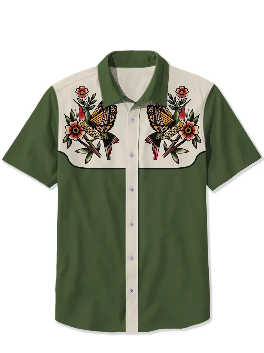 Vintage Tattoo Bird And Flower Shirt