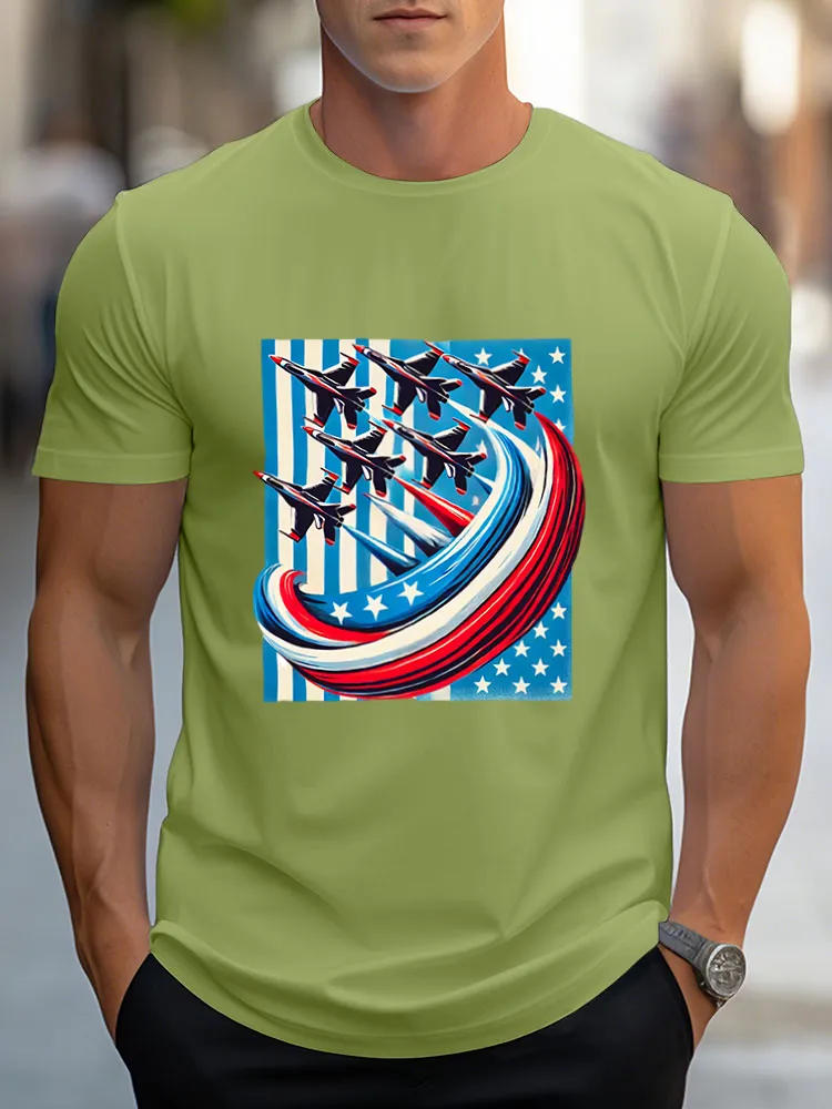 Man'S Independence Day Round-Neck Short-Sleeved T-Shirt