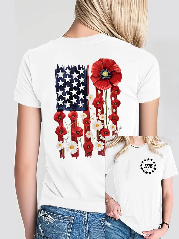 Woman'S 1776 Independence Day Print Short-Sleeved T-Shirt