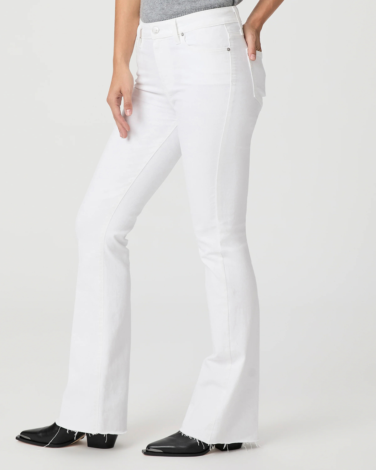 White Bootcut High Rise Jeans