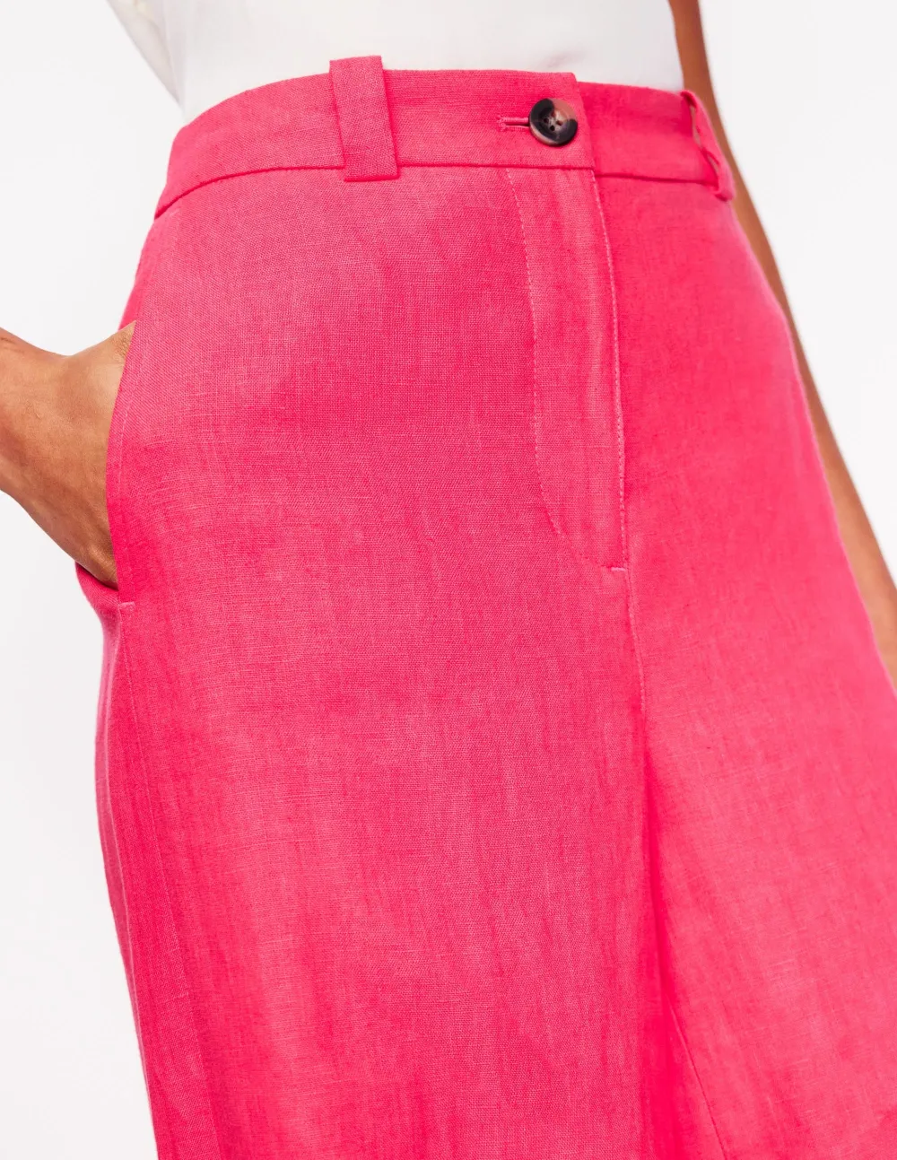 Hot Pink Wide - Leg Linen Pants