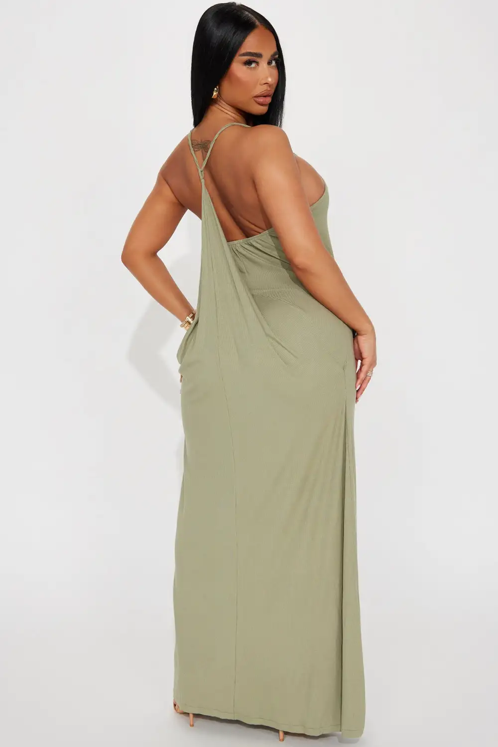 Come This Way Ribbed Maxi Dress - Sage
