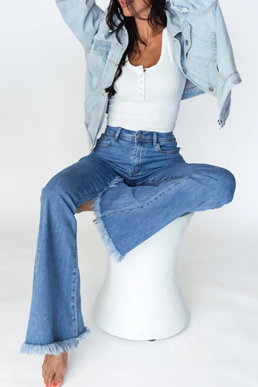 Medium Wash Stretchy Flare Jeans