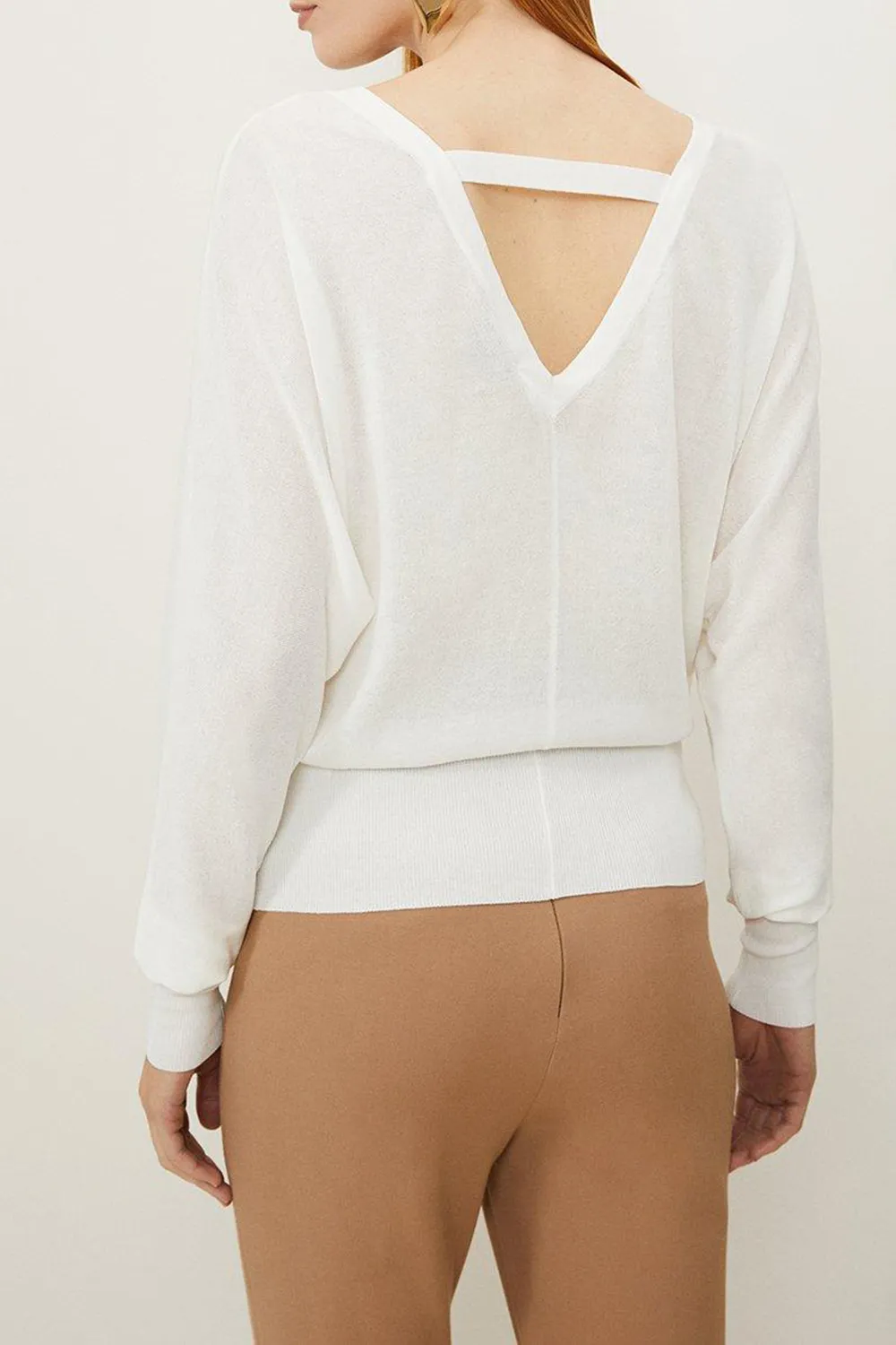 Lightweight Knitted V Neck Long Sleeve Jumper