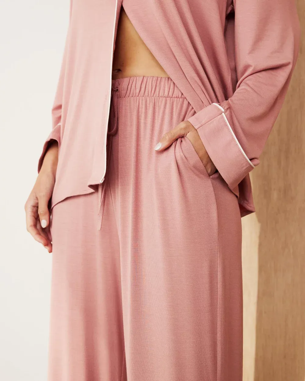 Long Sleeve Button-up Shirt Pajama Set
