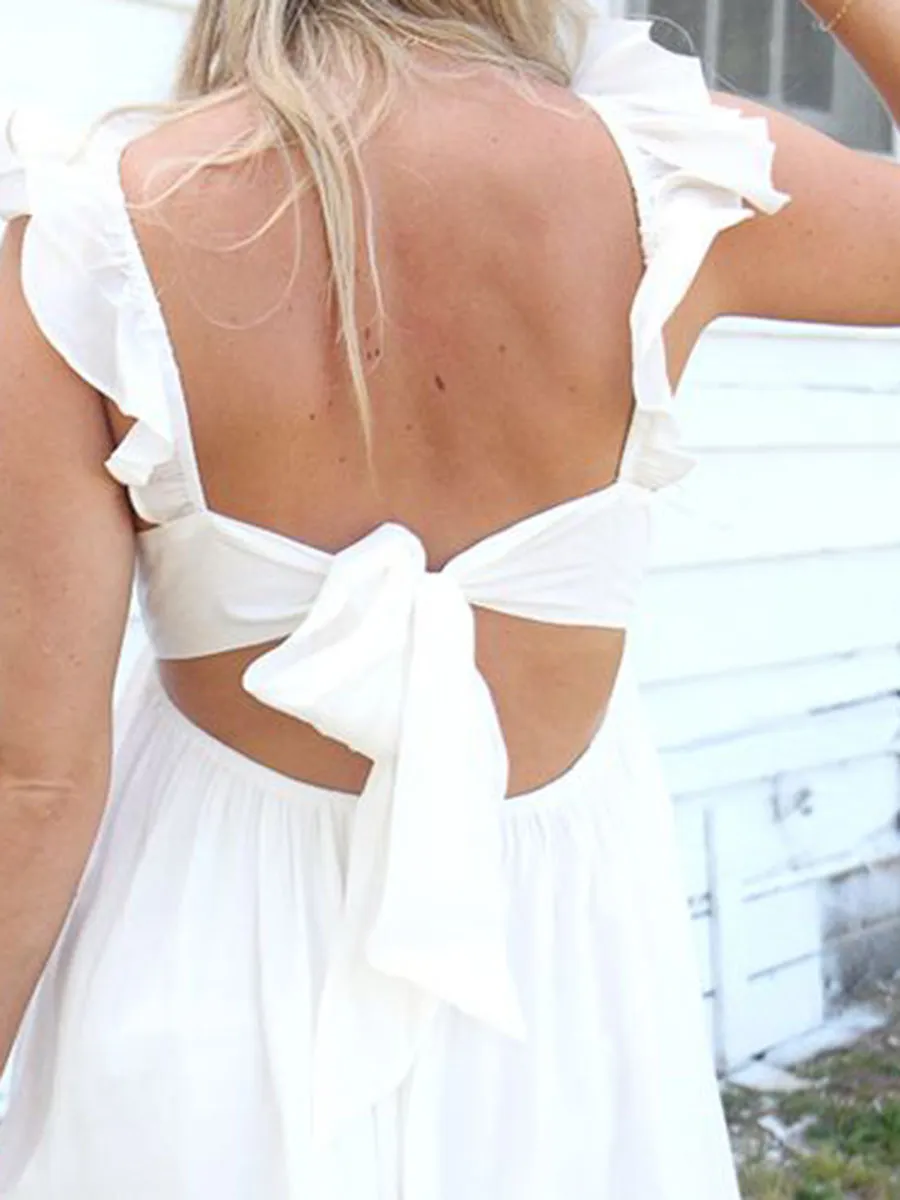 White Ruffle Mini Dress