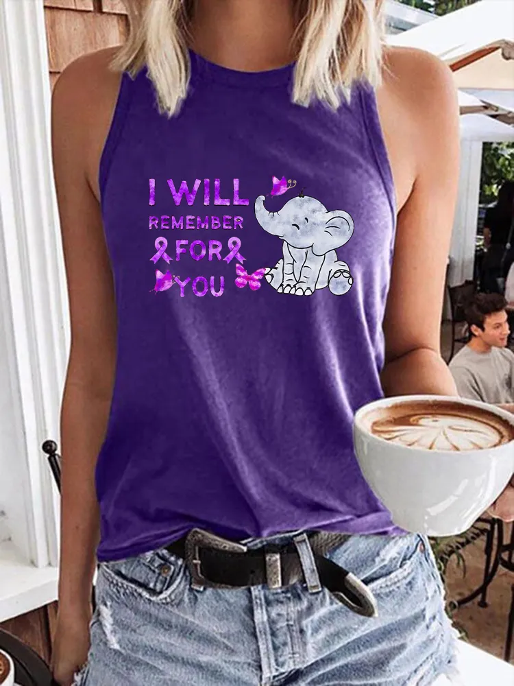 Women'S Round-Neck Sleeveless Vest With I Will Remember For You