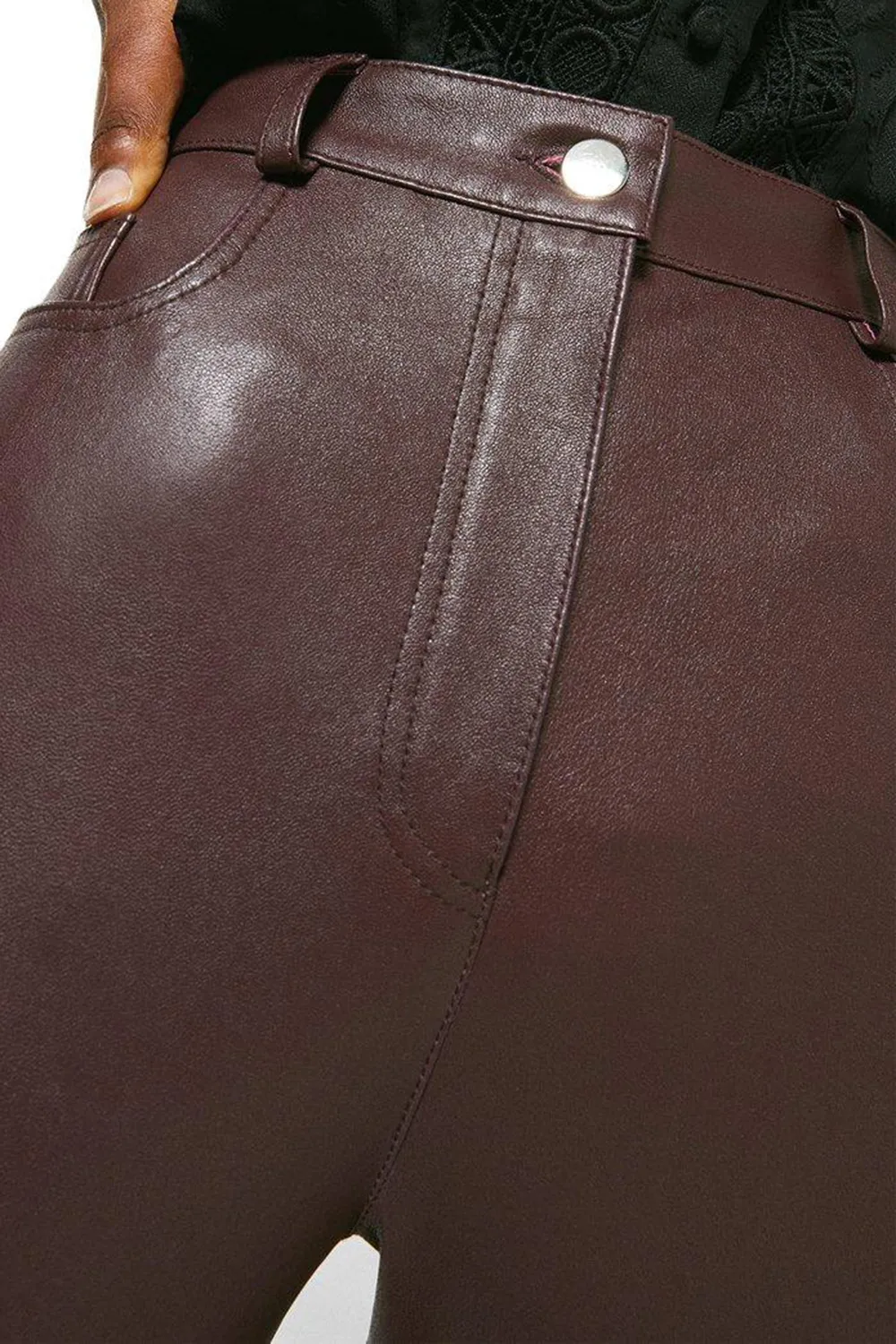 Regular Stretch Leather Five Pocket Trouser