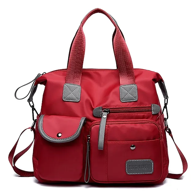 Women's Nylon PU Leather Office & Career Zipper Black Red Blue