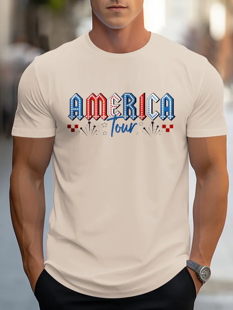 Man'S America Four Round-Neck Short-Sleeved T-Shirt