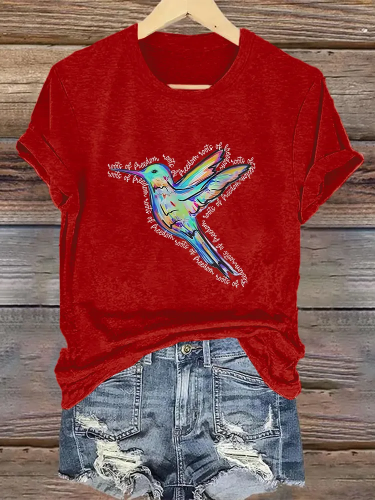 Woman'S Freedom Crew Neck Short Sleeve T-Shirt