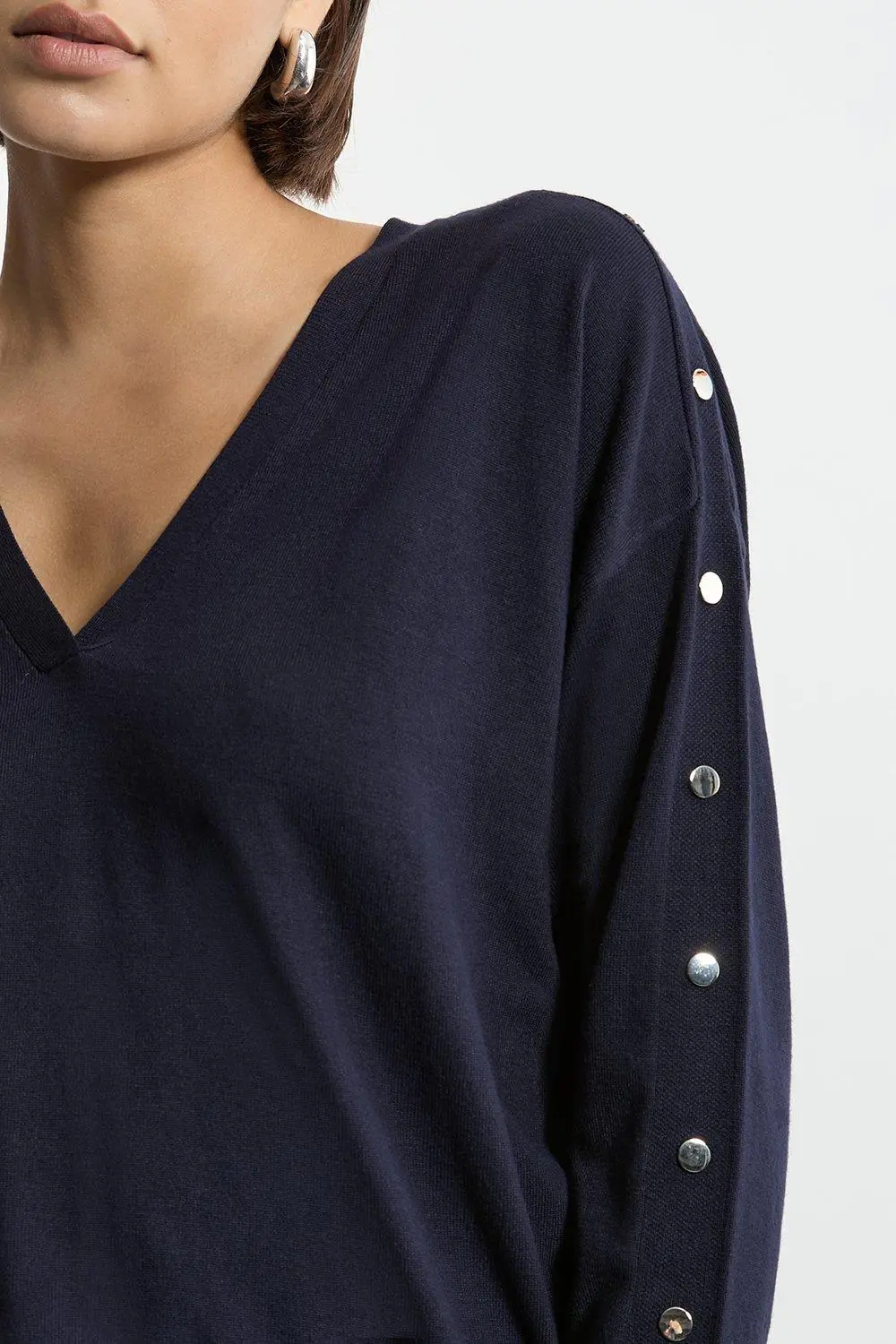 Viscose Blend V Neck Knit Jumper