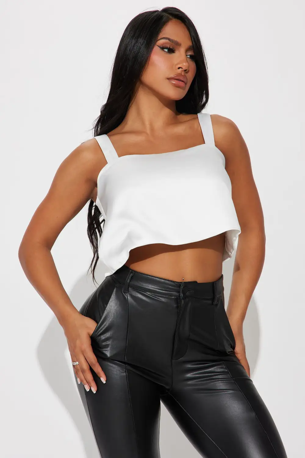 Keeping My Cool Satin Top - Off White