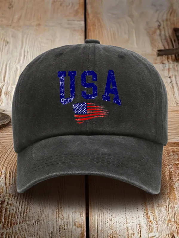 USA Print Washed Baseball Cap