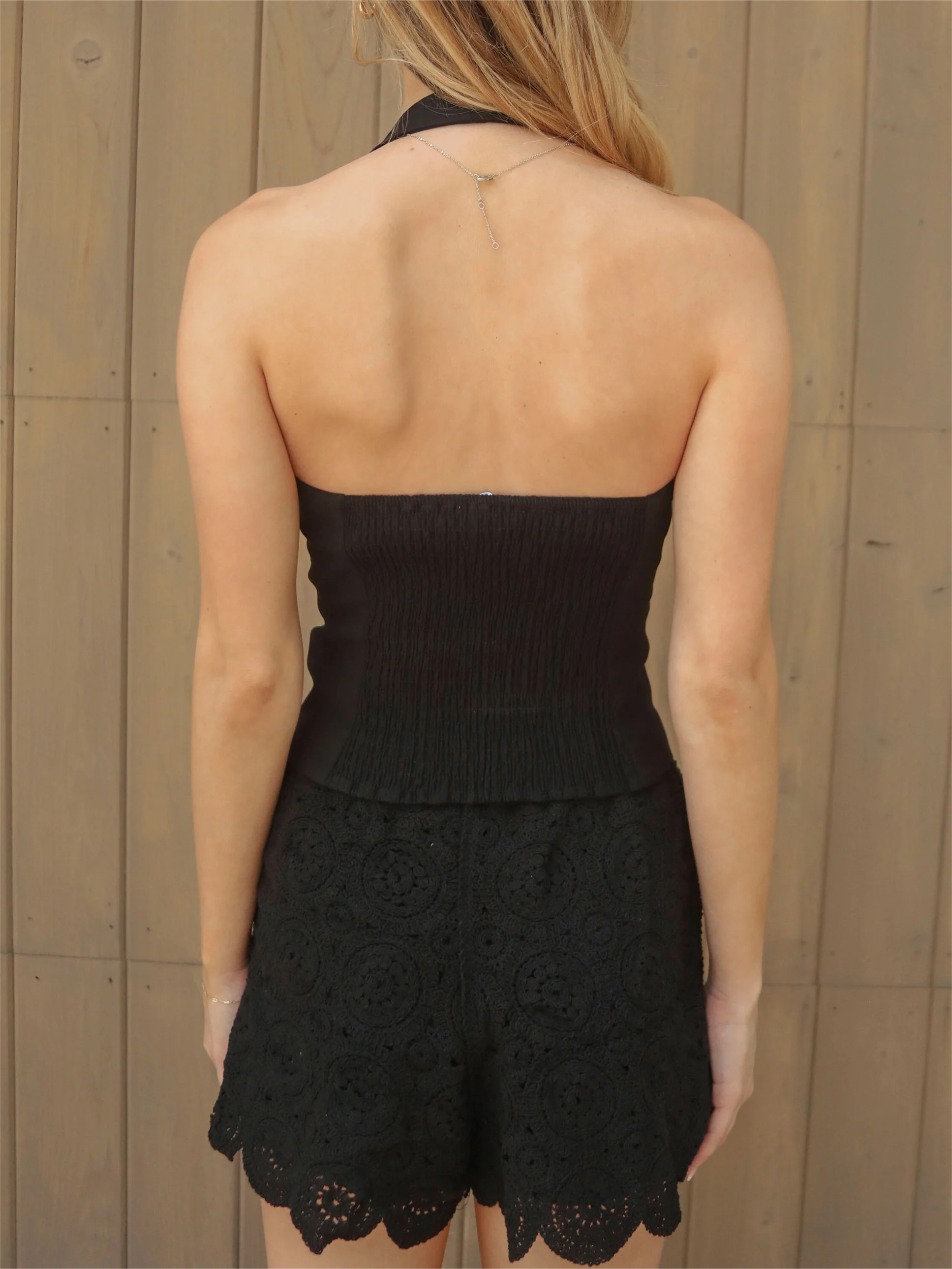 Halter Neck Button Front Corset Top