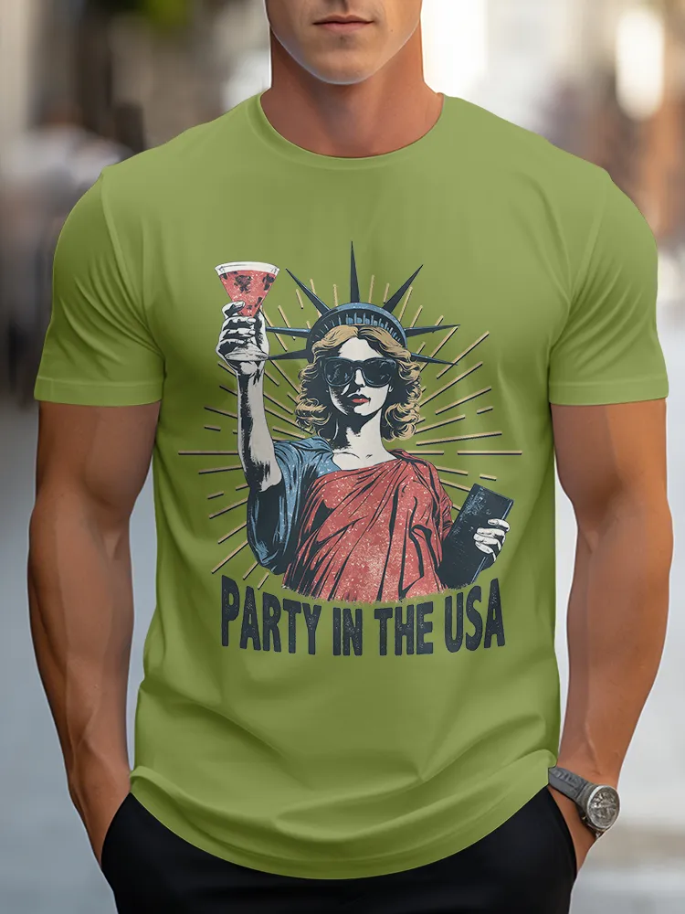 Man'S Party In The USA Round-Neck Short-Sleeved T-Shirt