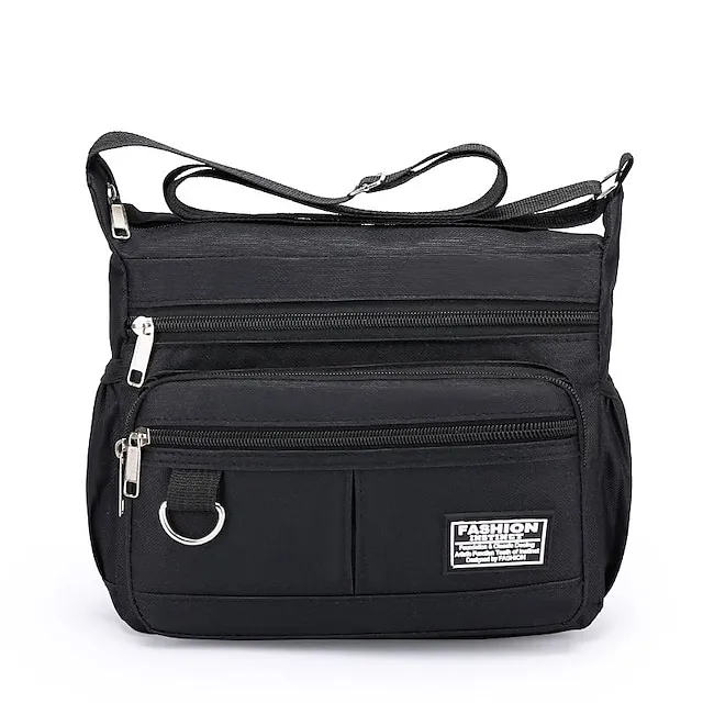 Men's Crossbody Bag Shoulder Bag Nylon Daily Holiday Zipper Adjustable Large Capacity Waterproof Solid Color Black Blue Green