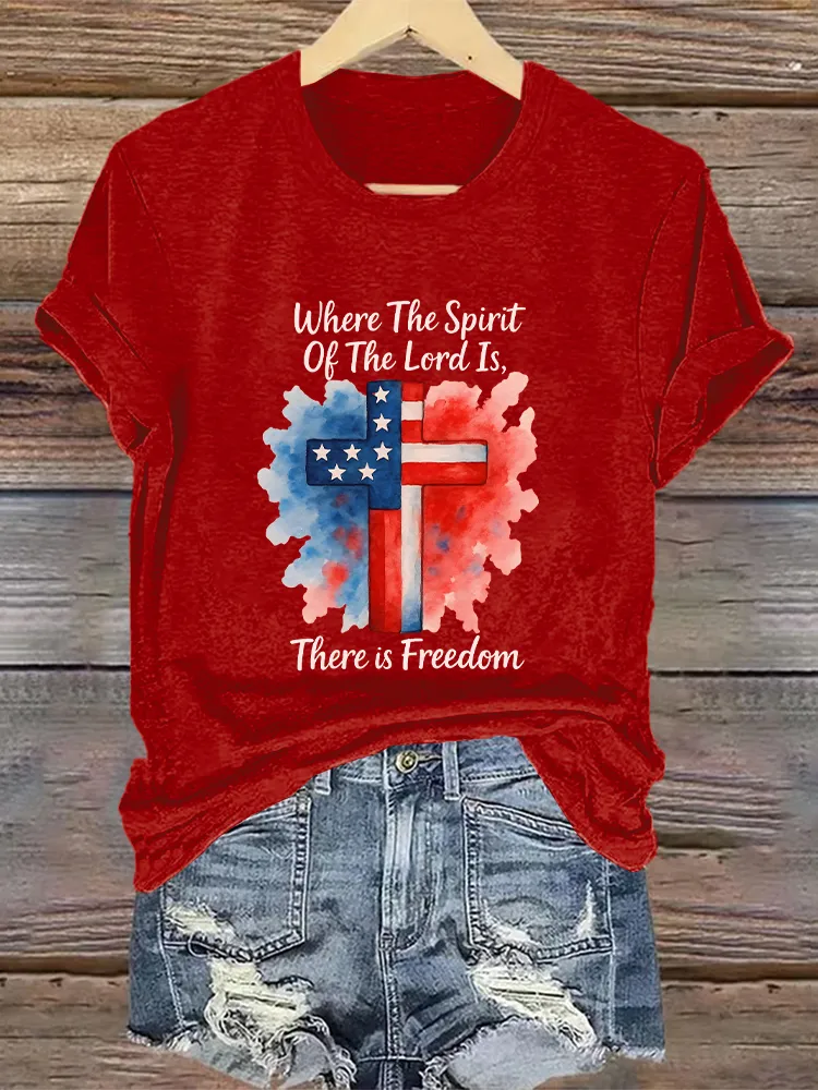 Woman'S Where The Spirit Of The Lord Is, There Is Freedom Crew Neck Short Sleeve T-Shirt