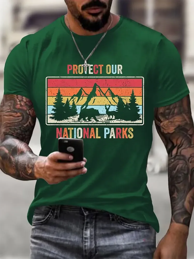 Man'S Protect Our National Parks Round-Nack Short Sleeve T-Shirt