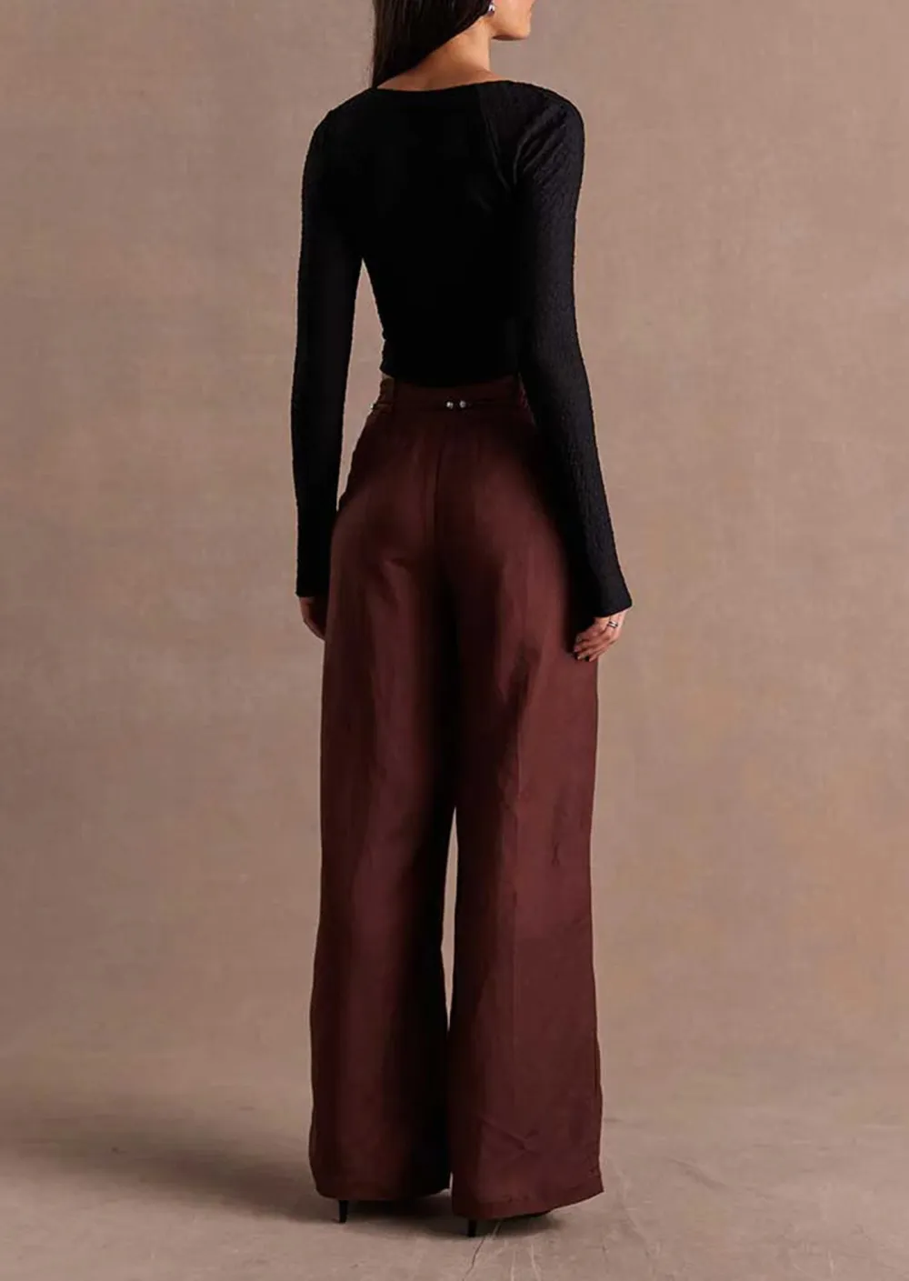 Black Cropped One Shoulder Long Sleeve Top