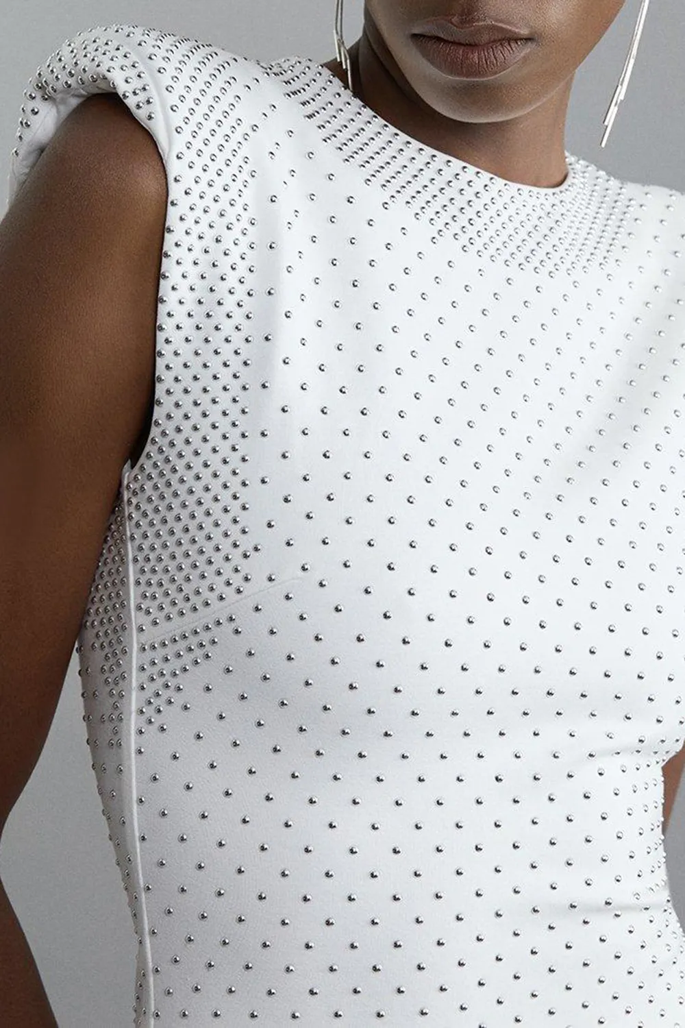 Studded High Neck Jersey Maxi Dress