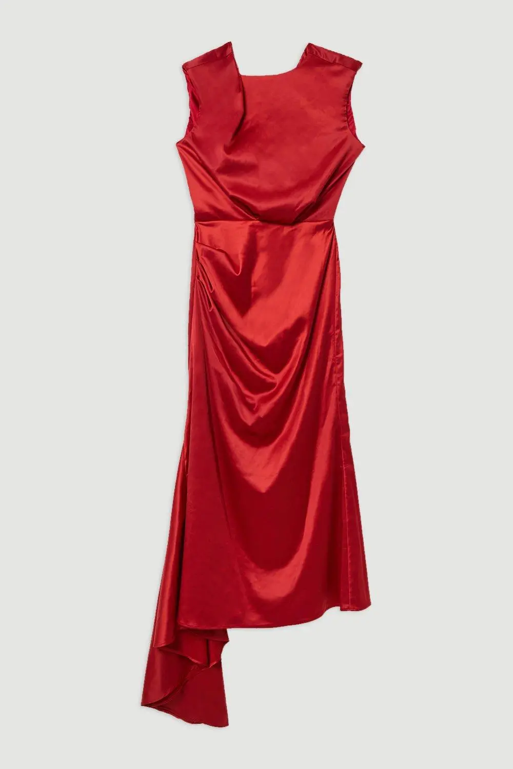 High Neck Sleeveless Satin Drape Woven Midaxi Dress