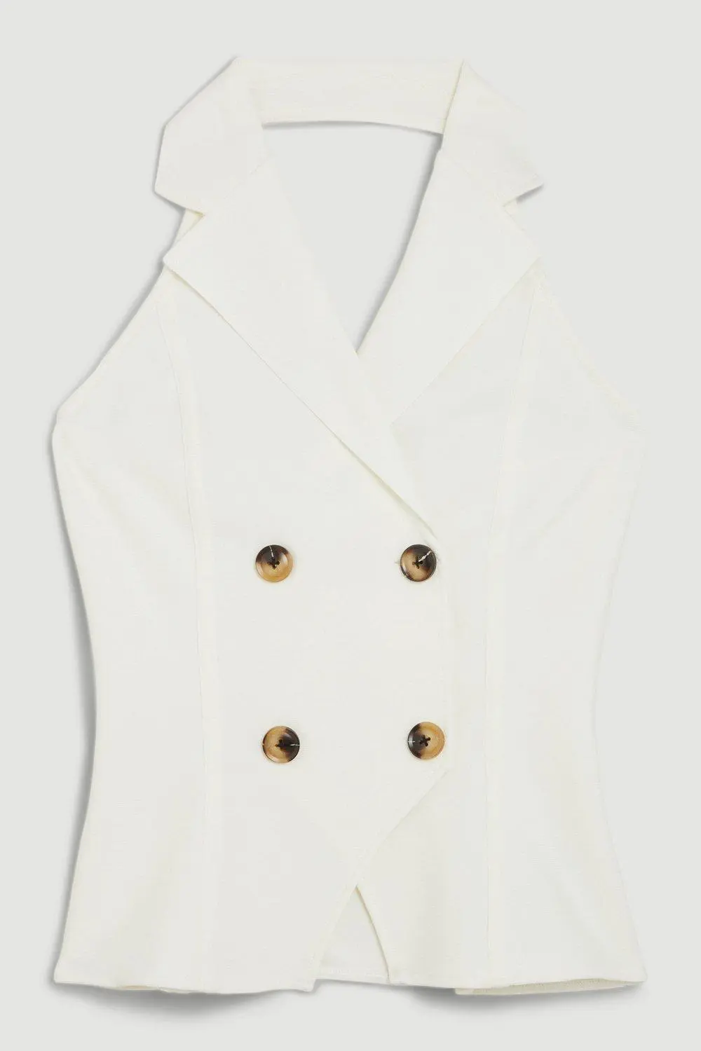 Halter Neck Button Front Bandage Knit Top