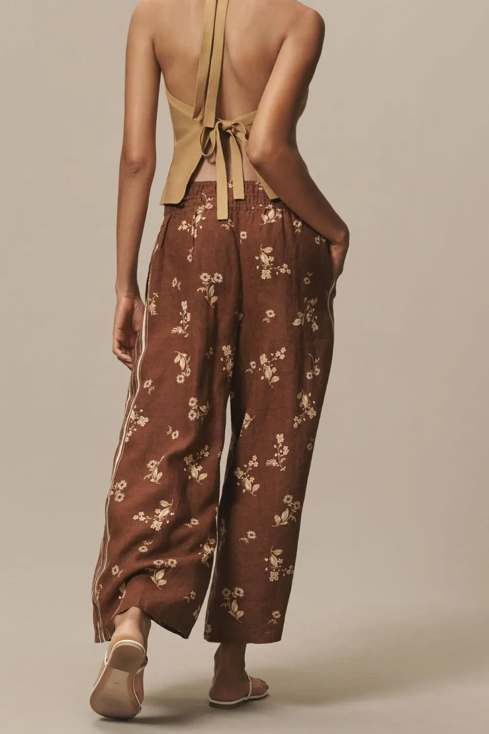 Printed Linen Edition Pull-on Pants
