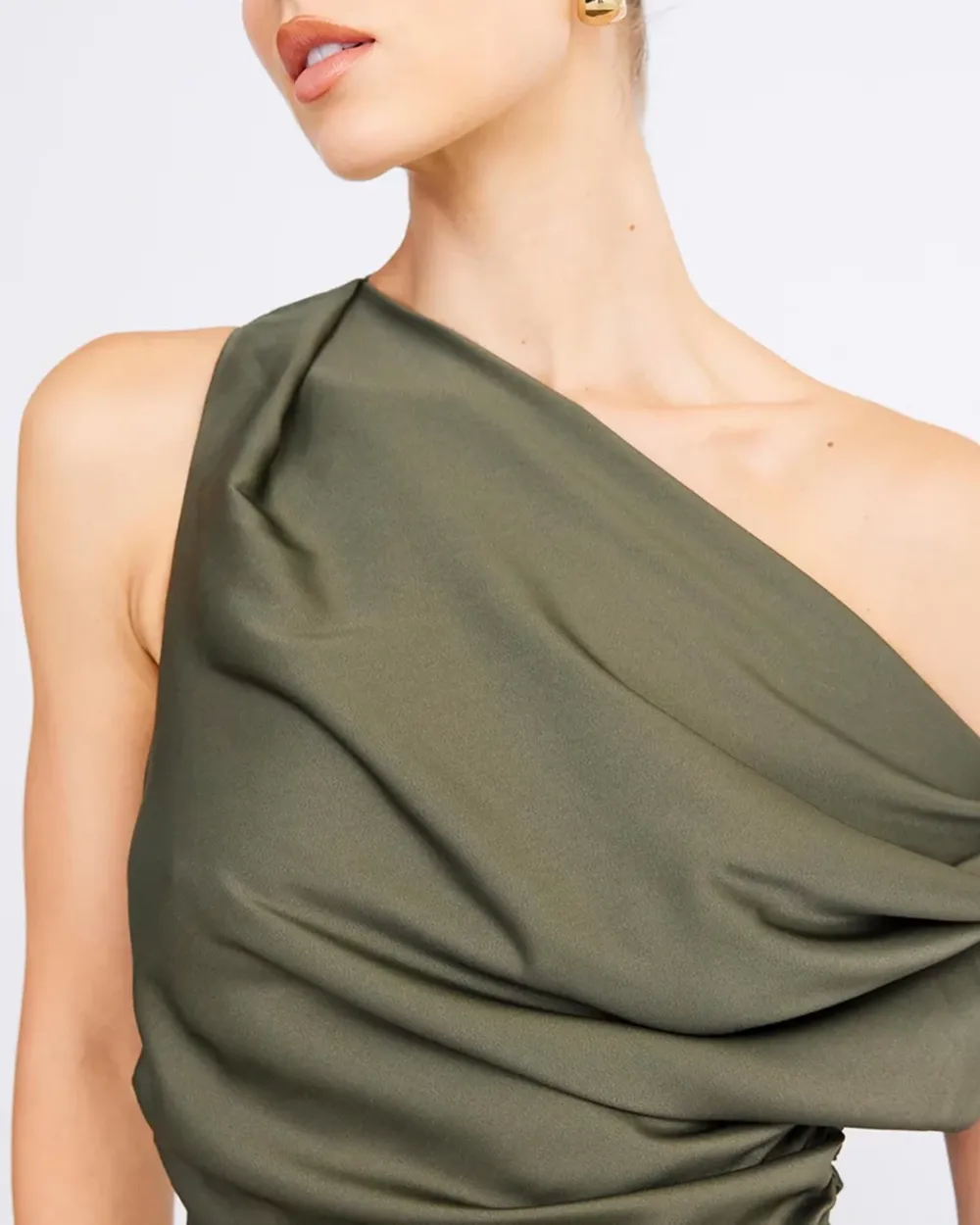 Off-shoulder Satin Maxi Dress