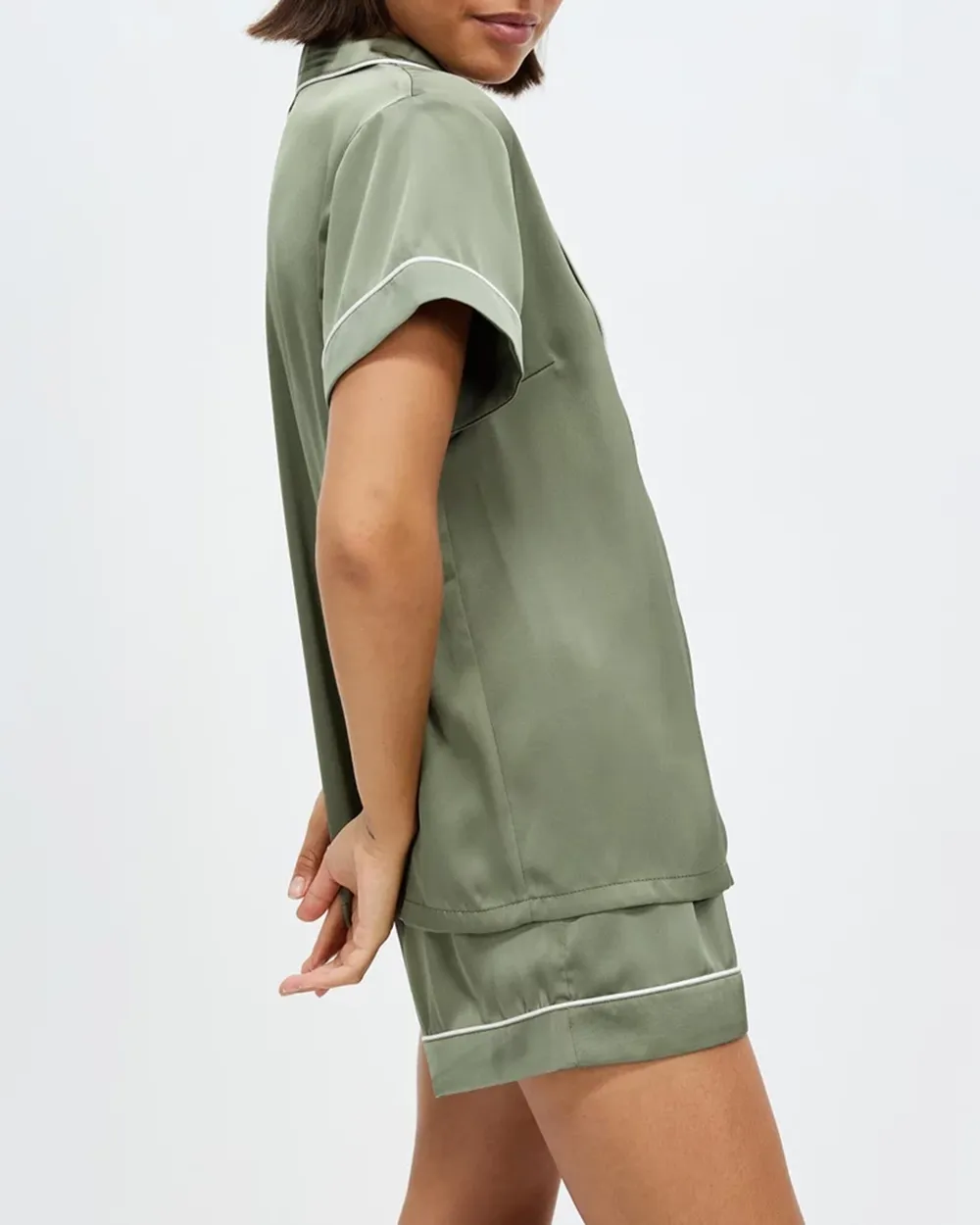 Short Satin Shirt PJ Set