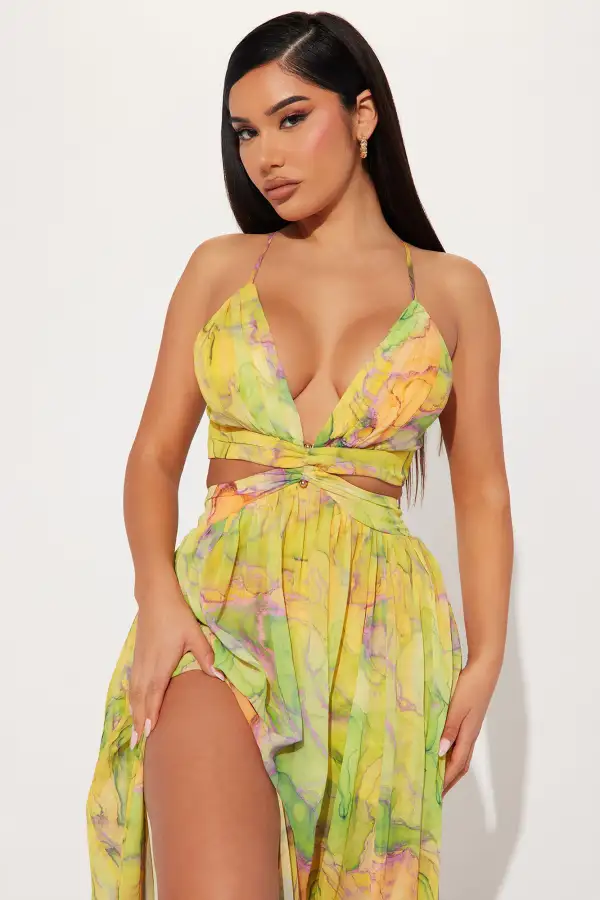 Tulum Vacation Maxi Dress - Lime