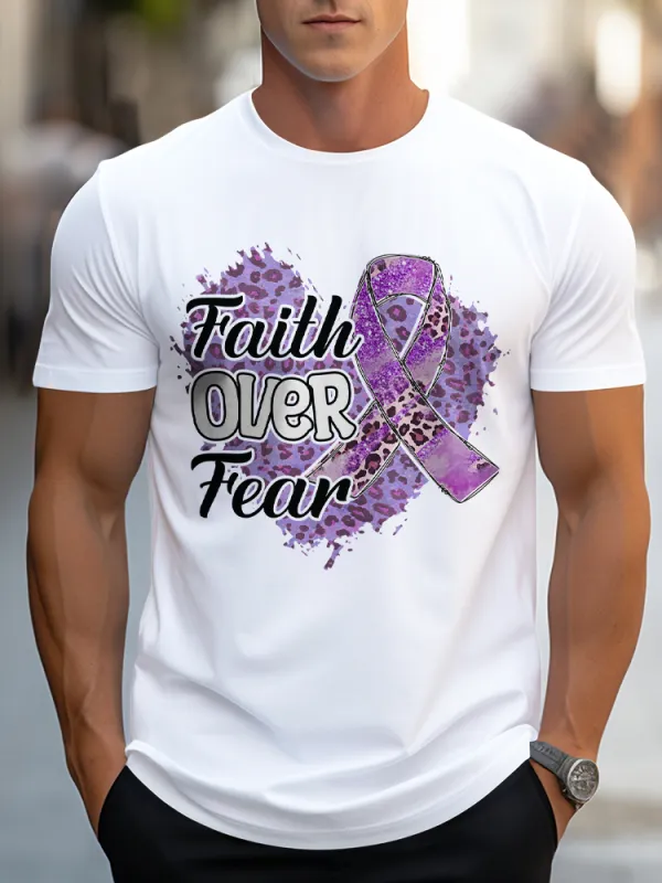 Men'S Round-Neck Short-Sleeved T-Shirt Faith Over Fear Prints