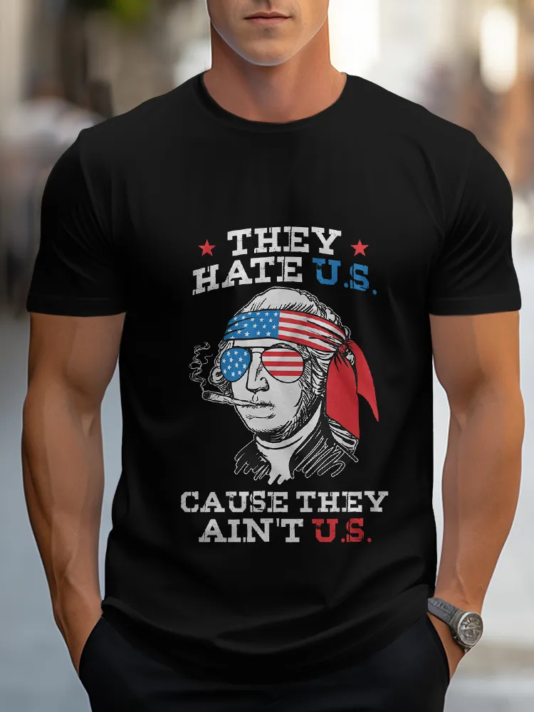 Man'S They Hate U.S. Round-Neck Short-Sleeved T-Shirt