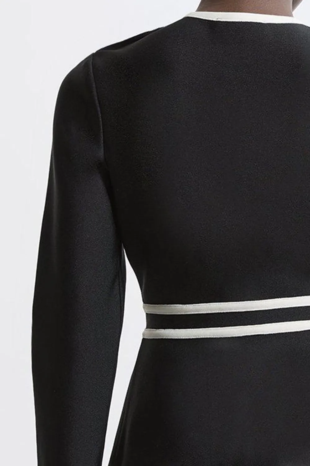 Military Contrast Piping Knit Split Hem Jacket