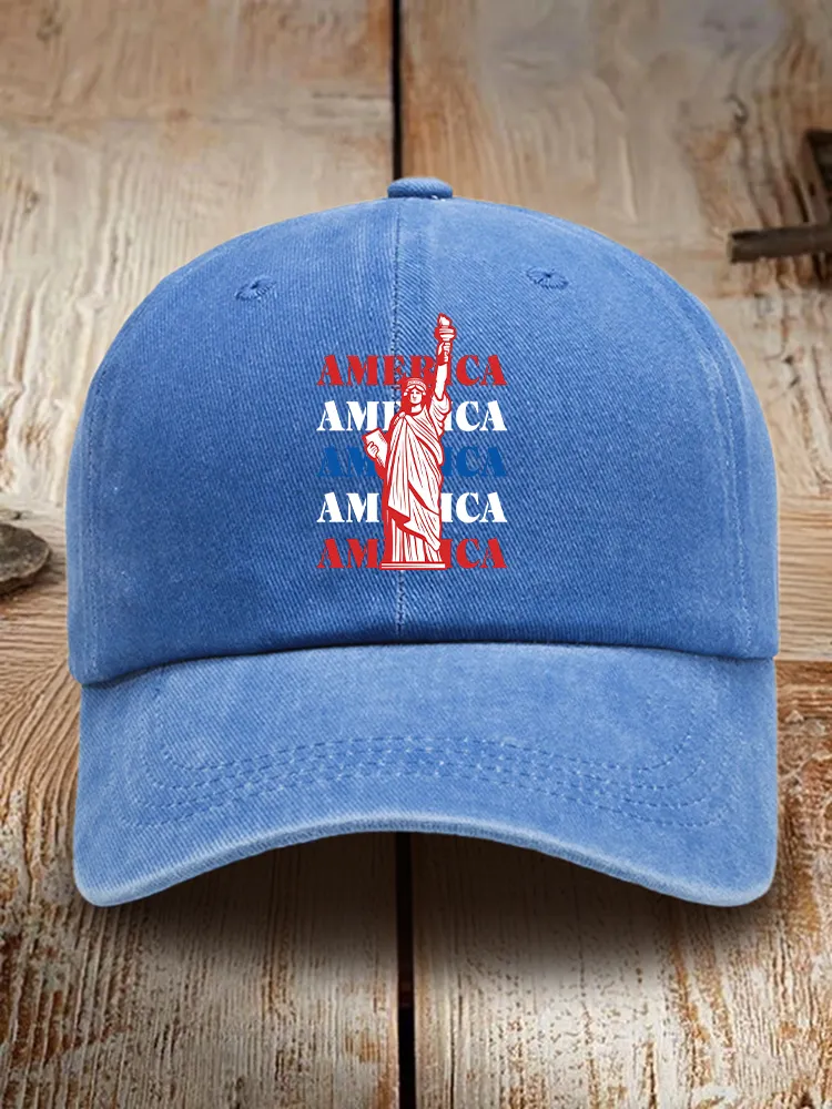 America Print Washed Baseball Cap