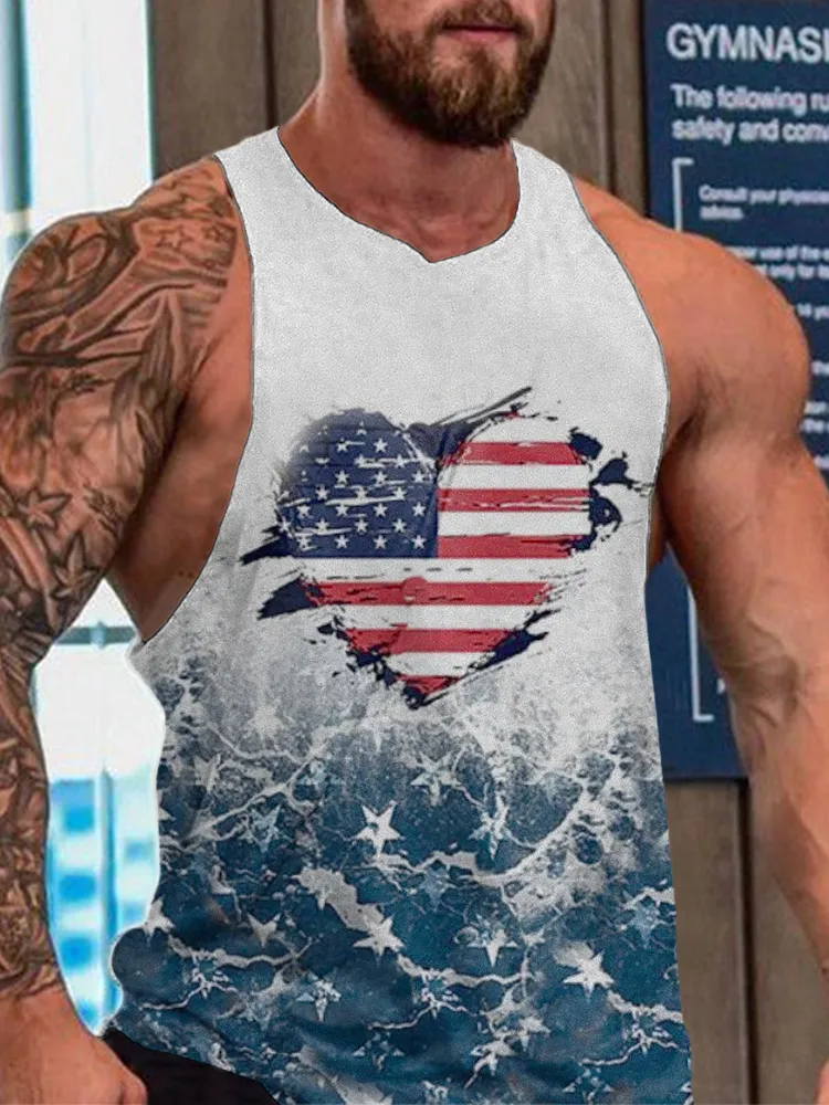Men'S Independence Day Round-Necked Sleeveless Vest
