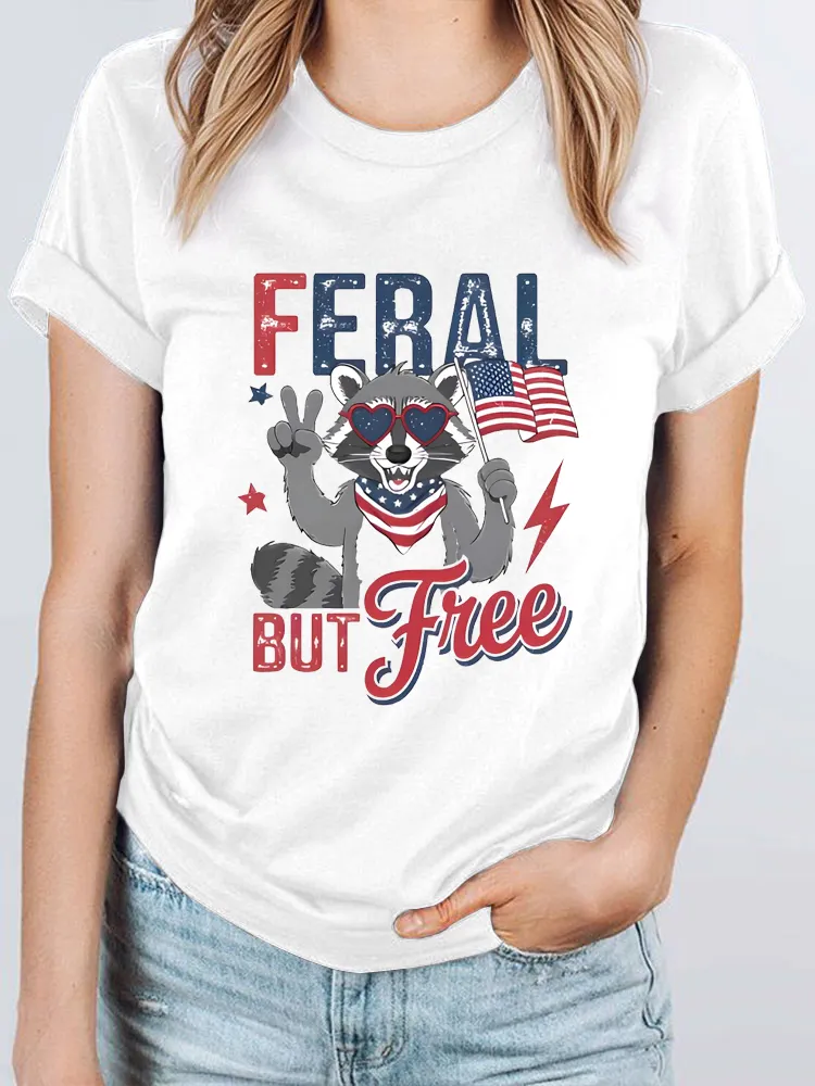 Woman'S Feral But Free Short-Sleeved T-Shirt