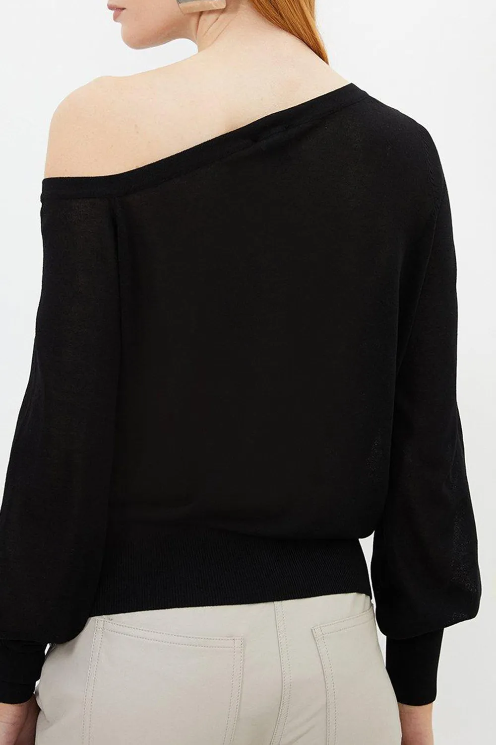 Lightweight Viscose Blend Summer Knit Off Shoulder Top