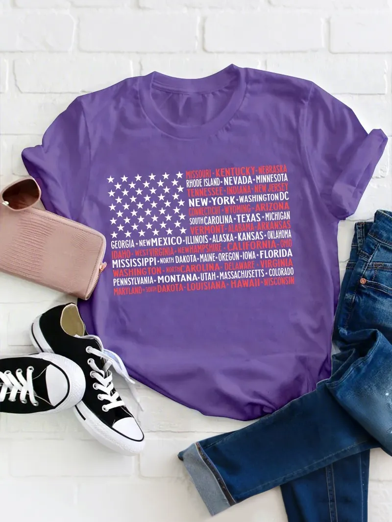 Vintage American Flag 4Th Of July Teacher T-Shirt