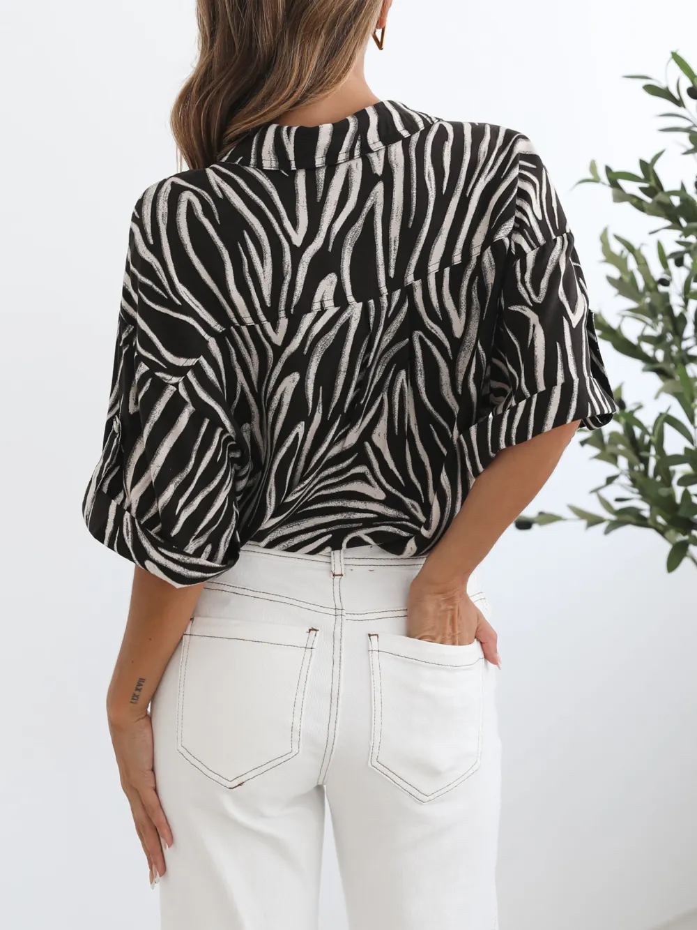 Casual Style Black Print Shirt
