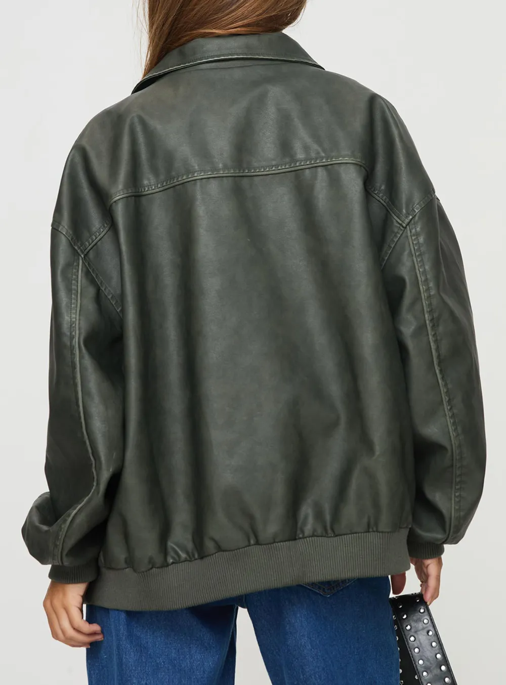 Goldsmith Faux Leather Jacket Washed Forest