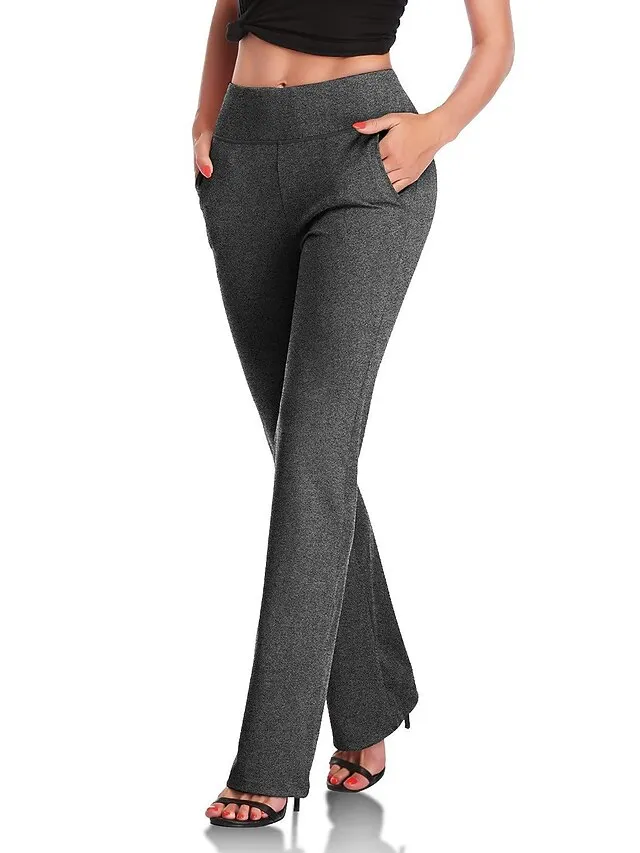 Women's Dress Pants Flared Pants Pants Trousers Full Length Side Pockets Micro-elastic Fashion Christmas Office / Career Black Red S M
