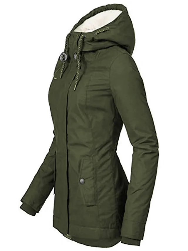 Women's Parka Street Fall Winter Puffer Jacket Long Coat Windproof Warm 3 in 1 Loose Casual Sports Jacket Long Sleeve Solid Color Zipper Purple Blushing Pink Waterpoof Daily Wear Down Parkas  Lined