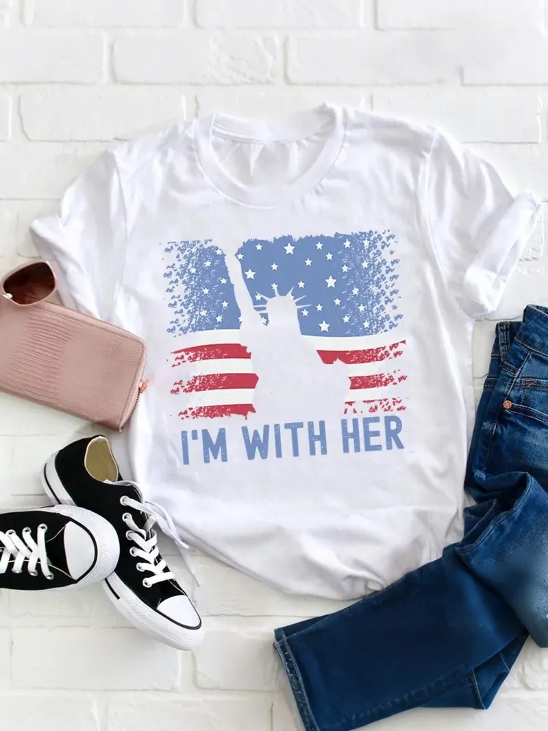 America Flag I'M With Her Teacher T-Shirt