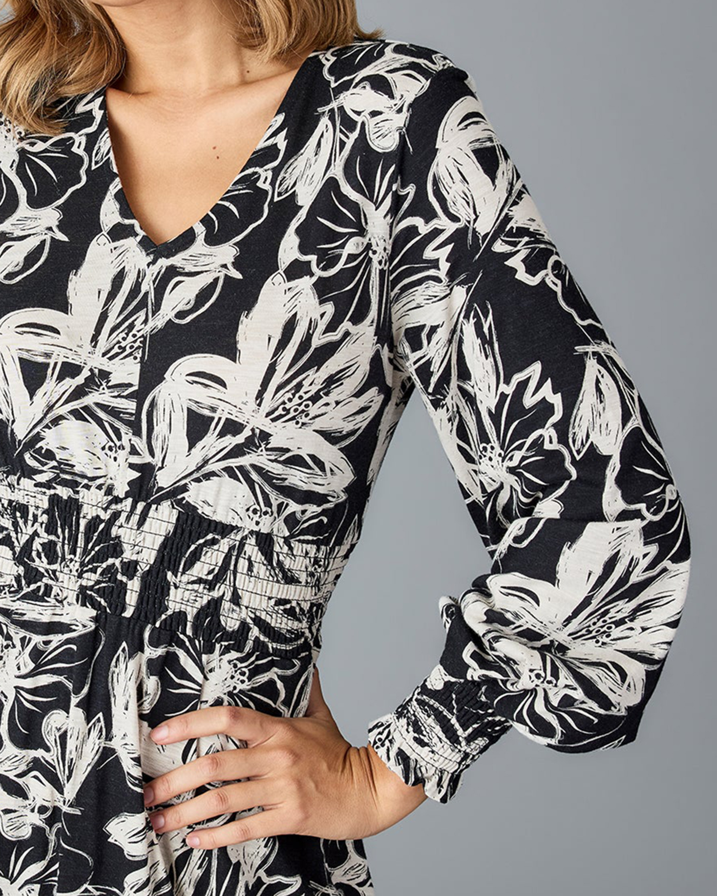 Black Floral Wrap Dress